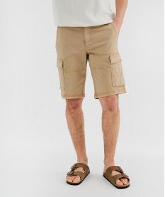 GEMO Bermuda cargo coupe regular en twill de coton stretch homme Brun