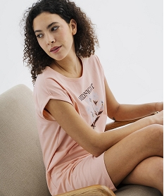 GEMO Chemise de nuit à manches courtes avec motif femme Orange