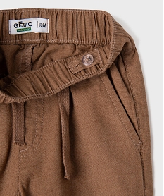 pantalon en lin et coton avec taille ajustable bebe garcon marron standardK889201_2