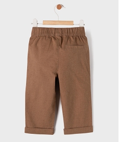 pantalon en lin et coton avec taille ajustable bebe garcon marron standardK889201_3