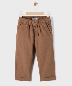pantalon en lin et coton avec taille ajustable bebe garcon marron standardK889201_4