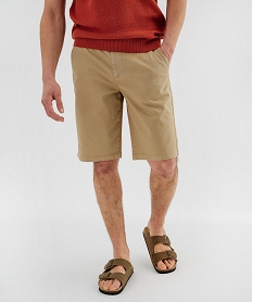 GEMO Bermuda en coton extensible coupe Regular avec ceinture tressée homme Brun