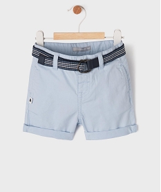 GEMO Short en toile avec ceinture à boucle bébé garçon - LuluCastagnette Bleu