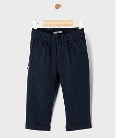 GEMO Pantalon droit à revers en coton gaufré bébé garçon - LuluCastagnette Bleu