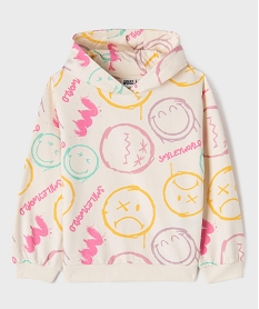 GEMO Sweat à capuche avec motifs graffitis fille - Smiley Beige