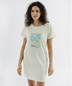 GEMO Chemise de nuit manches courtes en jersey de coton femme Vert