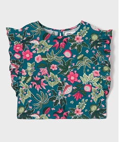 GEMO Blouse à volants à motifs fleuris fille Bleu