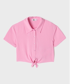 GEMO Chemise courte blousante en crêpe froissé fille rose vif