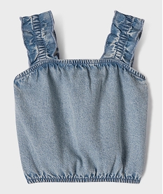 GEMO Blouse en jean à bretelles et coupe courte fille bleu standard