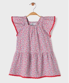 GEMO Robe courte en viscose fleurie à col carré bébé fille Rose