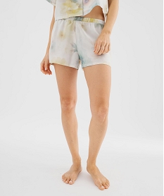 GEMO Short de pyjama ample et fluide femme Bleu
