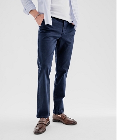 GEMO Pantalon chino en coton stretch coupe Regular homme Bleu