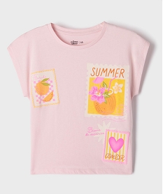 GEMO Tee-shirt manches courtes coupe oversize à motif fille Rose