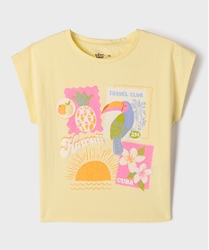 GEMO Tee-shirt manches courtes coupe oversize à motif fille Jaune