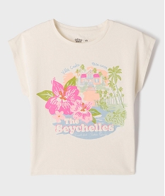 GEMO Tee-shirt manches courtes coupe oversize à motif fille blanc standard