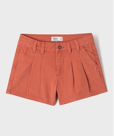 GEMO Short en coton pinces avec taille ajustable fille Orange