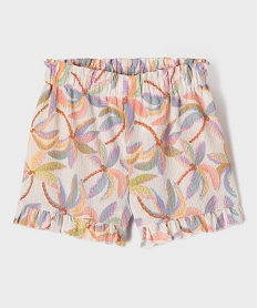 GEMO Short en maille texturée imprimée à volants fille Rose