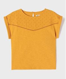 GEMO Tee-shirt manches courtes loose à plastron fille Jaune