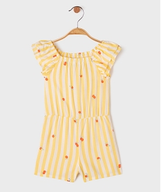 GEMO Combishort en viscose rayée et imprimé bébé fille Jaune