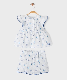 GEMO Ensemble 2 pièces bébé fille blouse et short - LuluCastagnette blanc standard