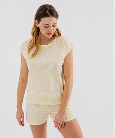 GEMO Ensemble pyjashort en coton à motifs marins femme Jaune