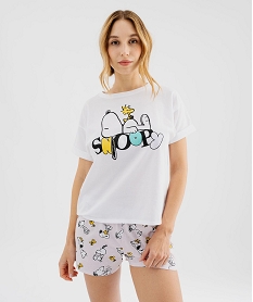 GEMO Pyjashort en coton imprimé snoopy femme - Peanuts Violet