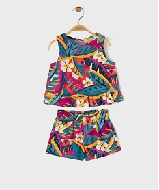 GEMO Ensemble 2 pièces bébé fille blouse et short Multicolore