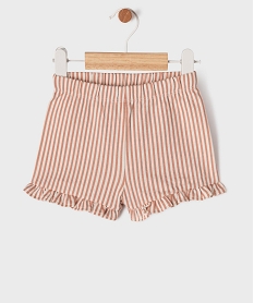GEMO Short en jersey de coton texturé à taille élastiquée bébé fille Brun