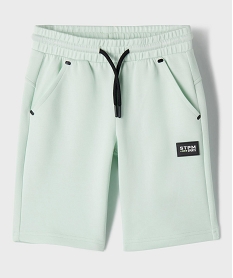 GEMO Bermuda en maille extensible à taille élastiquée garçon Vert