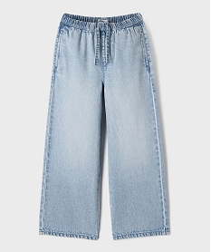 GEMO Jean Straight avec taille élastique ajustable fille Bleu