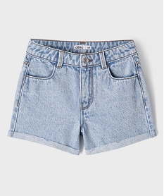 GEMO Short en jean à revers avec taille ajustable fille Bleu