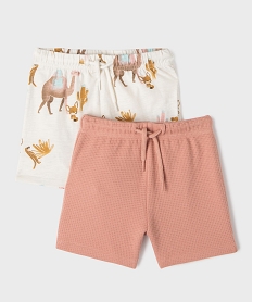 GEMO Short en coton fluide avec taille ajustable bébé garçon (lot de 2) Rose
