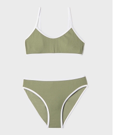 GEMO Maillot de bain 2 pièces en maille côtelée fille vert standard