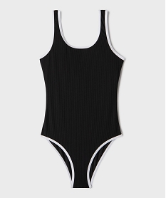 GEMO Maillot de bain 1 pièce effet côtelé fille noir standard
