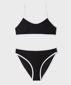 GEMO Maillot de bain 2 pièces en maille côtelée fille noir standard