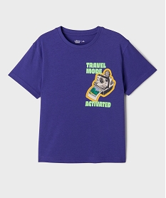 GEMO Tee-shirt manches courtes à motif poitrine et dos garçon Violet