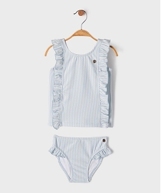GEMO Maillot de bain 2 pièces à rayures et volants bébé fille - LuluCastagnette Bleu