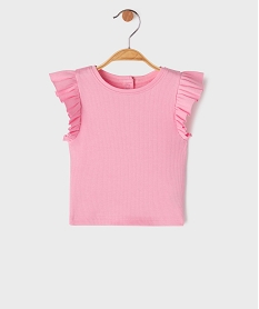 GEMO Tee-shirt sans manches avec volants sur les épaules bébé fille Rose