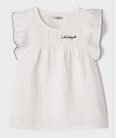 GEMO Robe de plage en gaze de coton à manches volantées fille - LuluCastagnette blanc standard