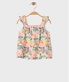 GEMO Blouse à  bretelles volantées en viscose imprimée bébé fille Rose