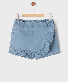 GEMO Jupe short en jean à volant bébé fille Bleu