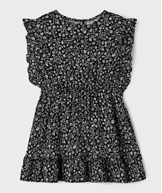 GEMO Robe à volants à motifs fleuris fille Noir