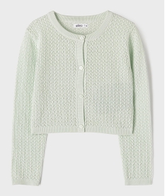 GEMO Gilet en maille ajourée fantaisie fille Vert