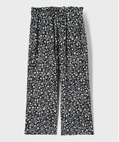 GEMO Pantalon fluide à motifs fleuris avec taille ajustable fille Noir