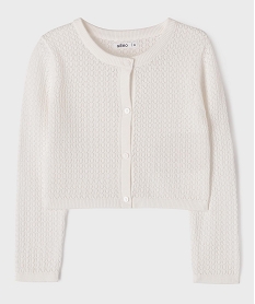 GEMO Gilet en maille ajourée fantaisie fille blanc standard