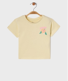GEMO Tee-shirt manches courtes avec imprimé poitrine et dos bébé fille Jaune