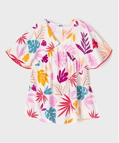 GEMO Robe de plage légère et fluide imprimée fille Blanc