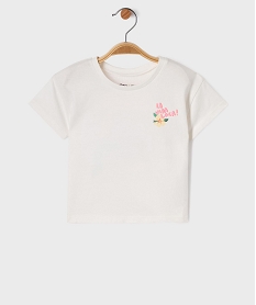 GEMO Tee-shirt manches courtes avec imprimé poitrine et dos bébé fille blanc standard