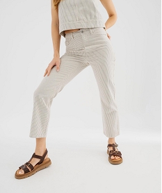 GEMO Blouse sans manches en toile denim rayée femme Beige