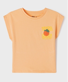GEMO Tee-shirt manches courtes avec motif poitrine et dos fille Orange